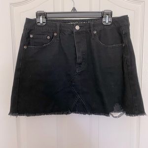 American Eagle Black Denim Jean Cut Off Skirt